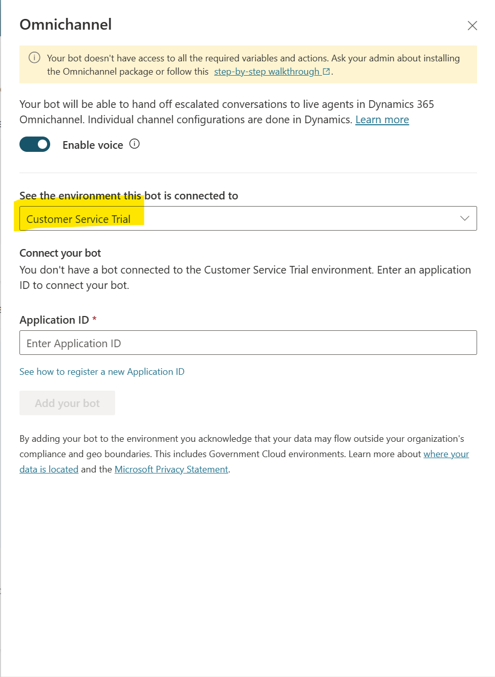 Figure 10: Select your new environment