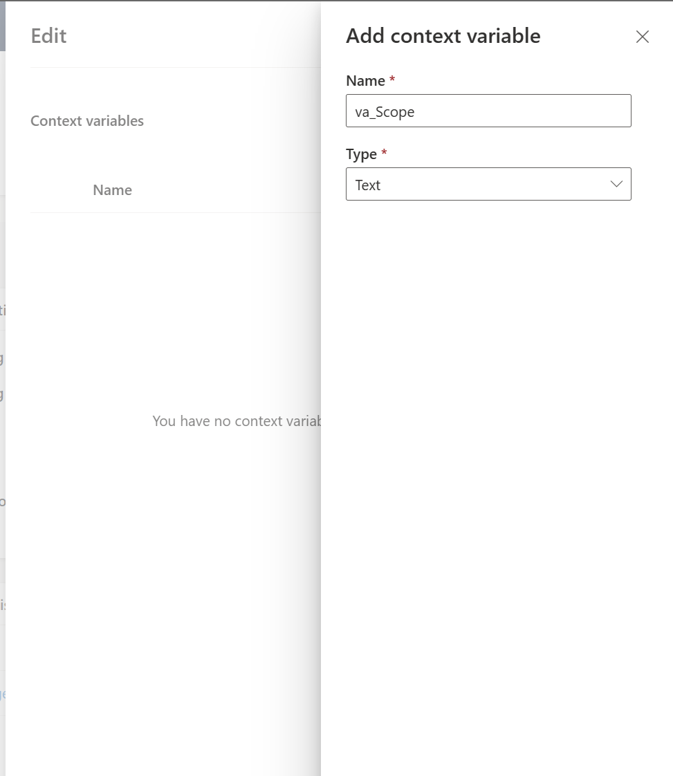 Figure 34: Create context variable