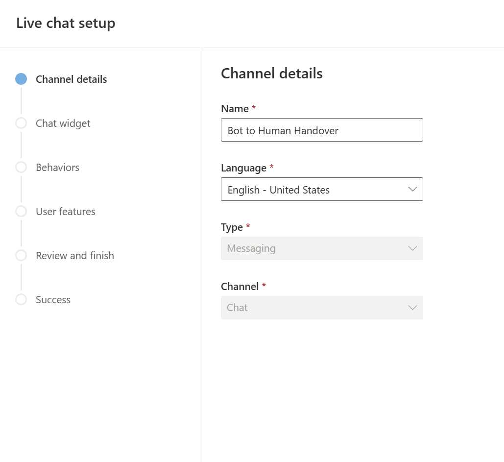 Figure 25: configure live chat - part 1