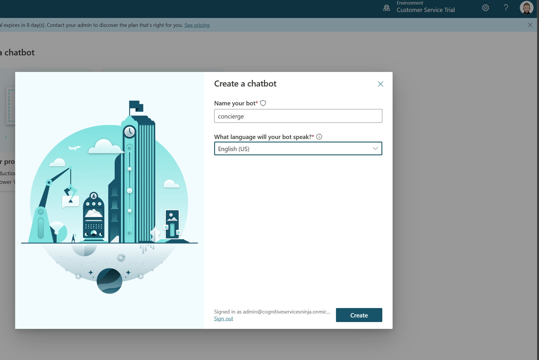 Figure 2: Create a bot