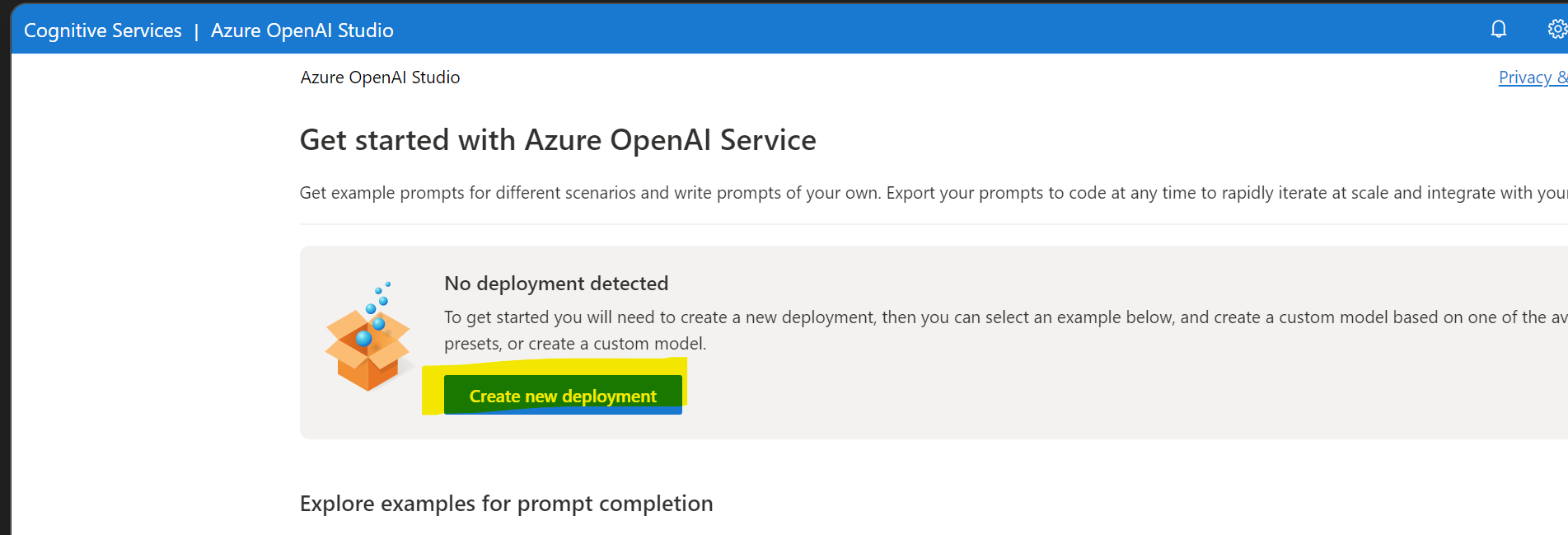 Figure: Create a new deployment